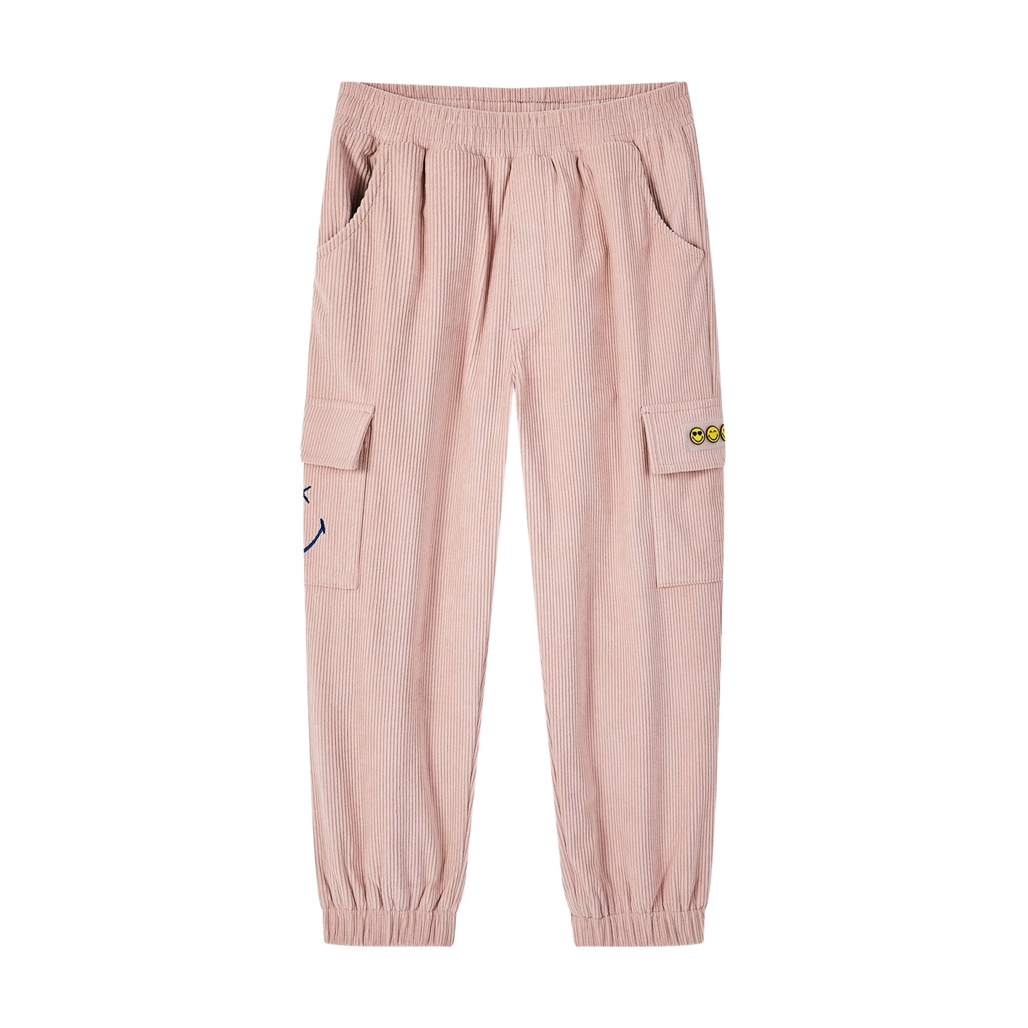 儿童粉色灯芯绒长裤