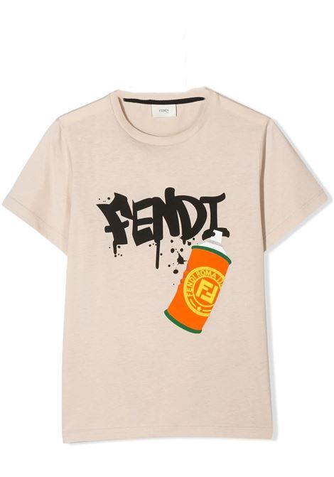 Boys Beige Graffiti Logo T-Shirt