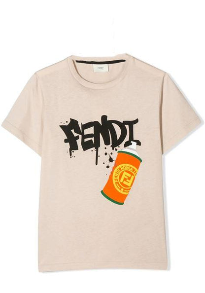 Boys Beige Graffiti Logo T-Shirt