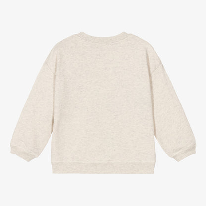 女童米色Logo棉卫衣