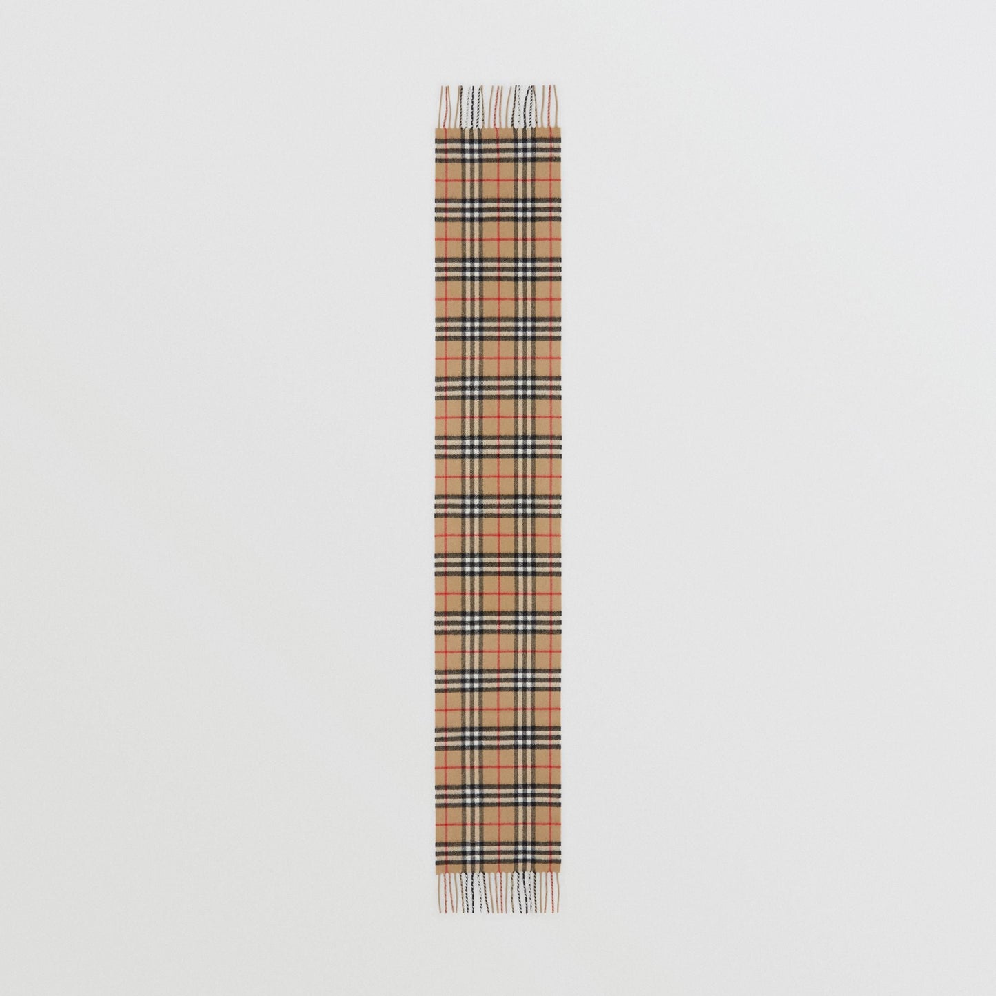 儿童米色格子羊绒围巾