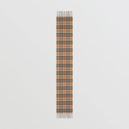 儿童米色格子羊绒围巾