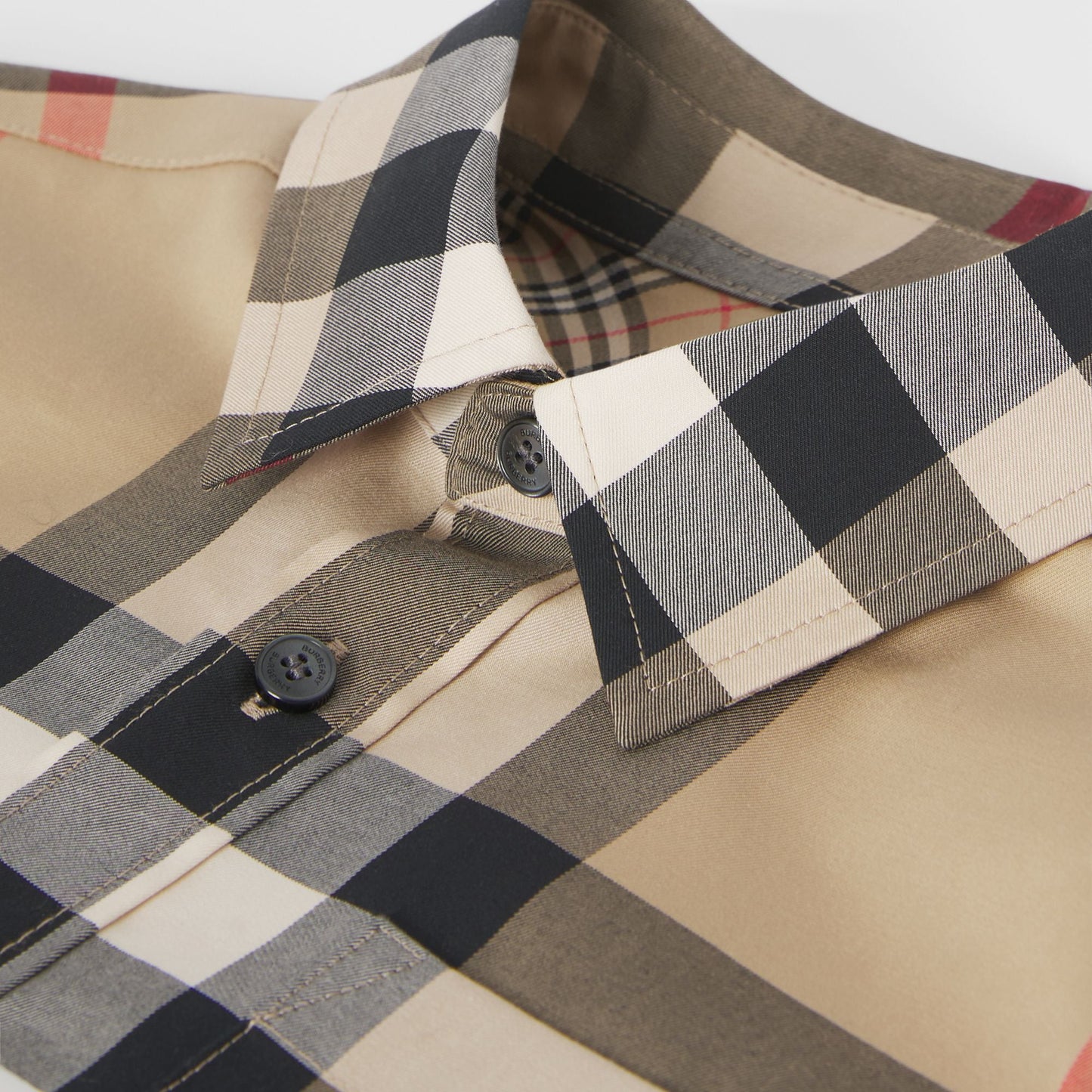 男童米色格子棉衬衫