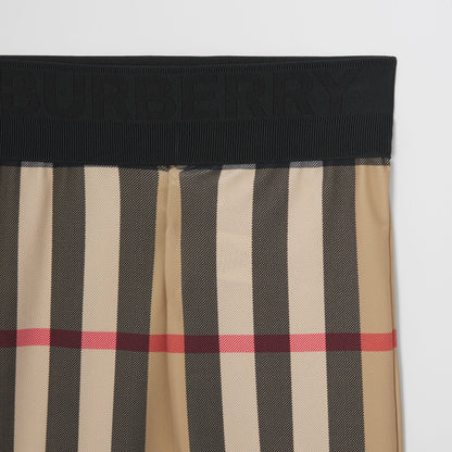 女童米色格子打底裤