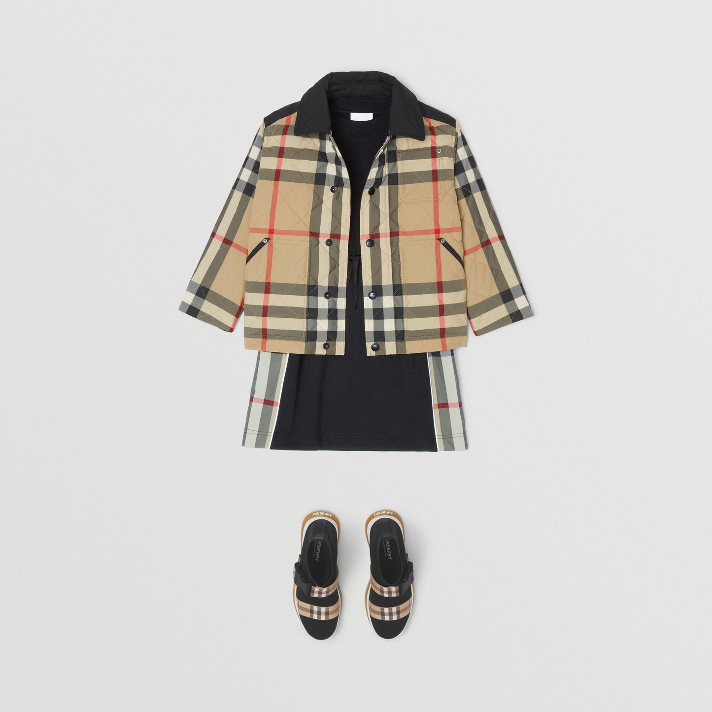 儿童米色格子棉服