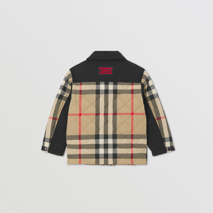 儿童米色格子棉服