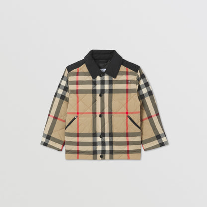 儿童米色格子棉服