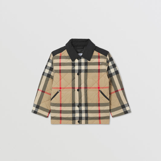 儿童米色格子棉服