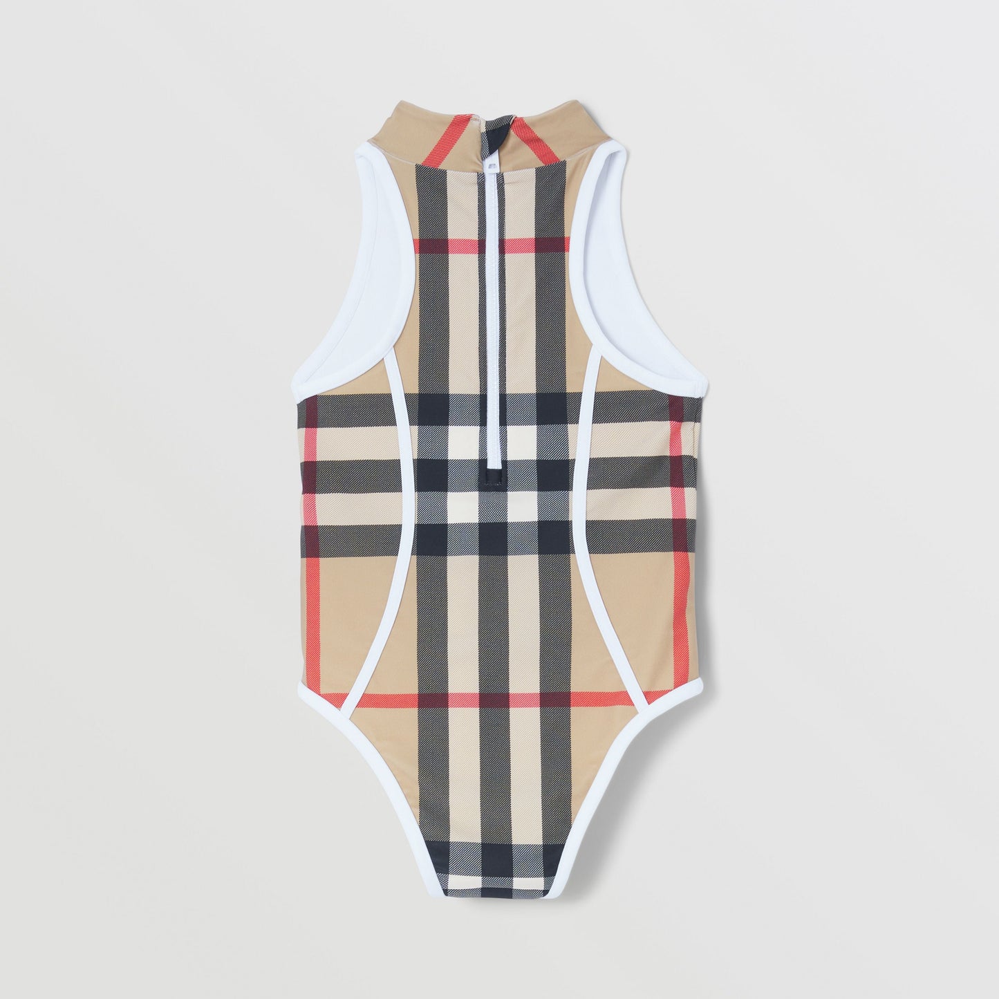 女童米色格子泳衣