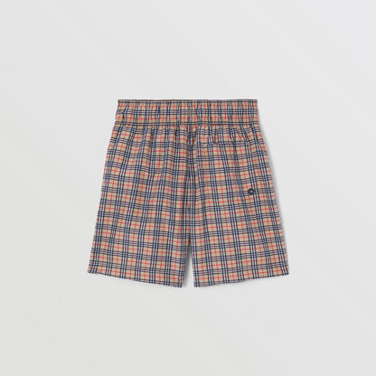 男童米色格子游泳短裤