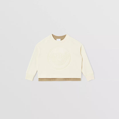 女童象牙白Logo棉卫衣