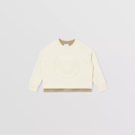 女童象牙白Logo棉卫衣