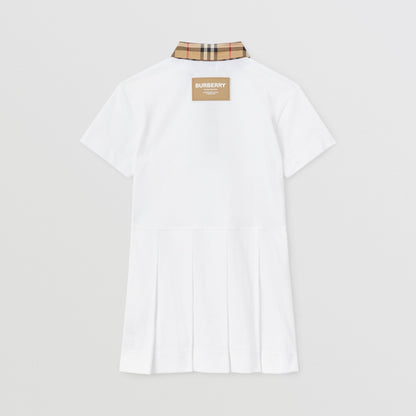 女童白色Logo棉连衣裙