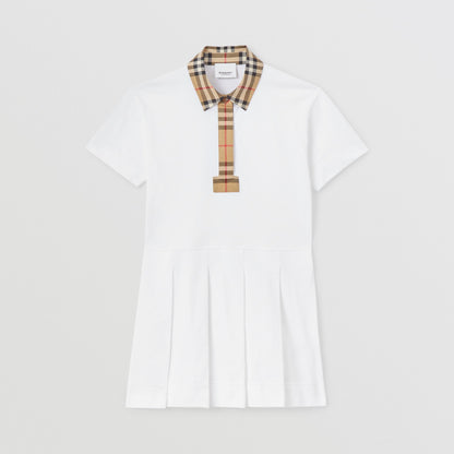 女童白色Logo棉连衣裙