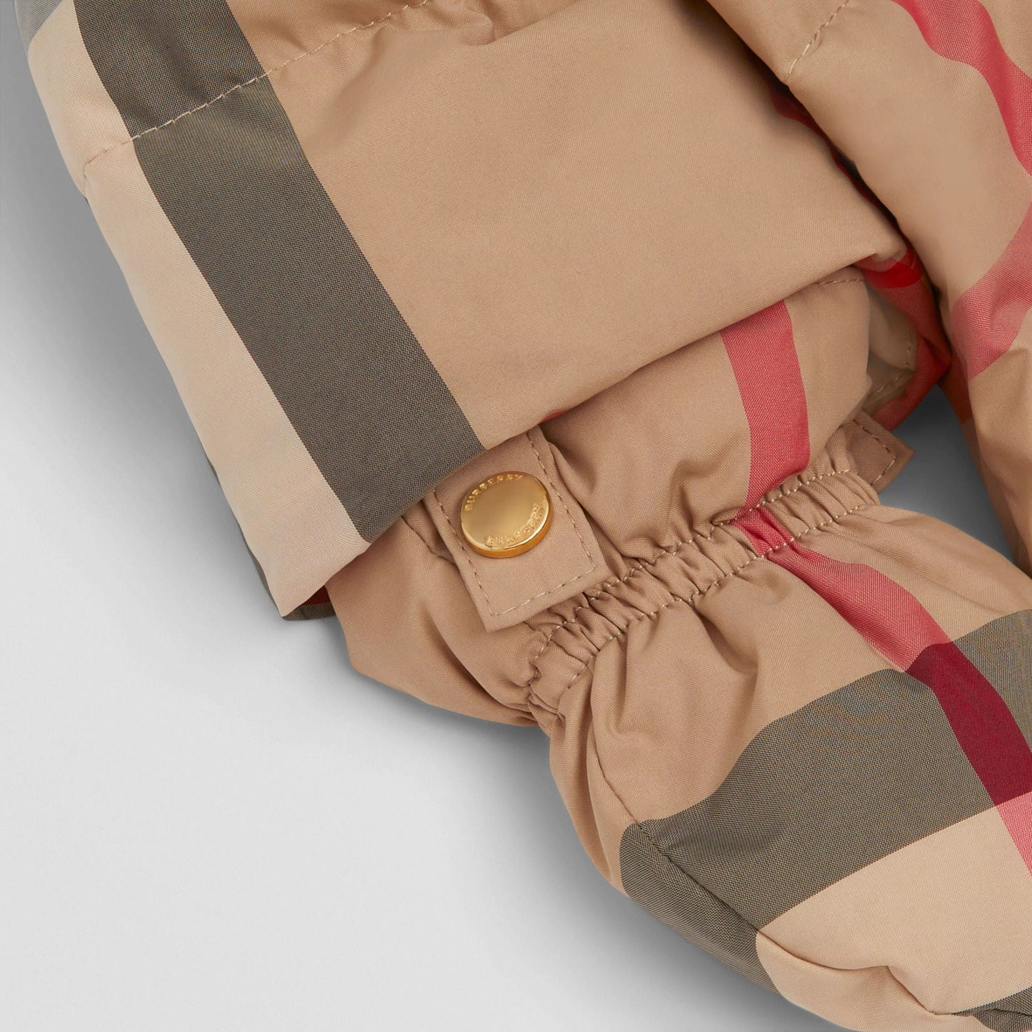 婴儿米色格子羽绒连体衣