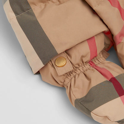 婴儿米色格子羽绒连体衣