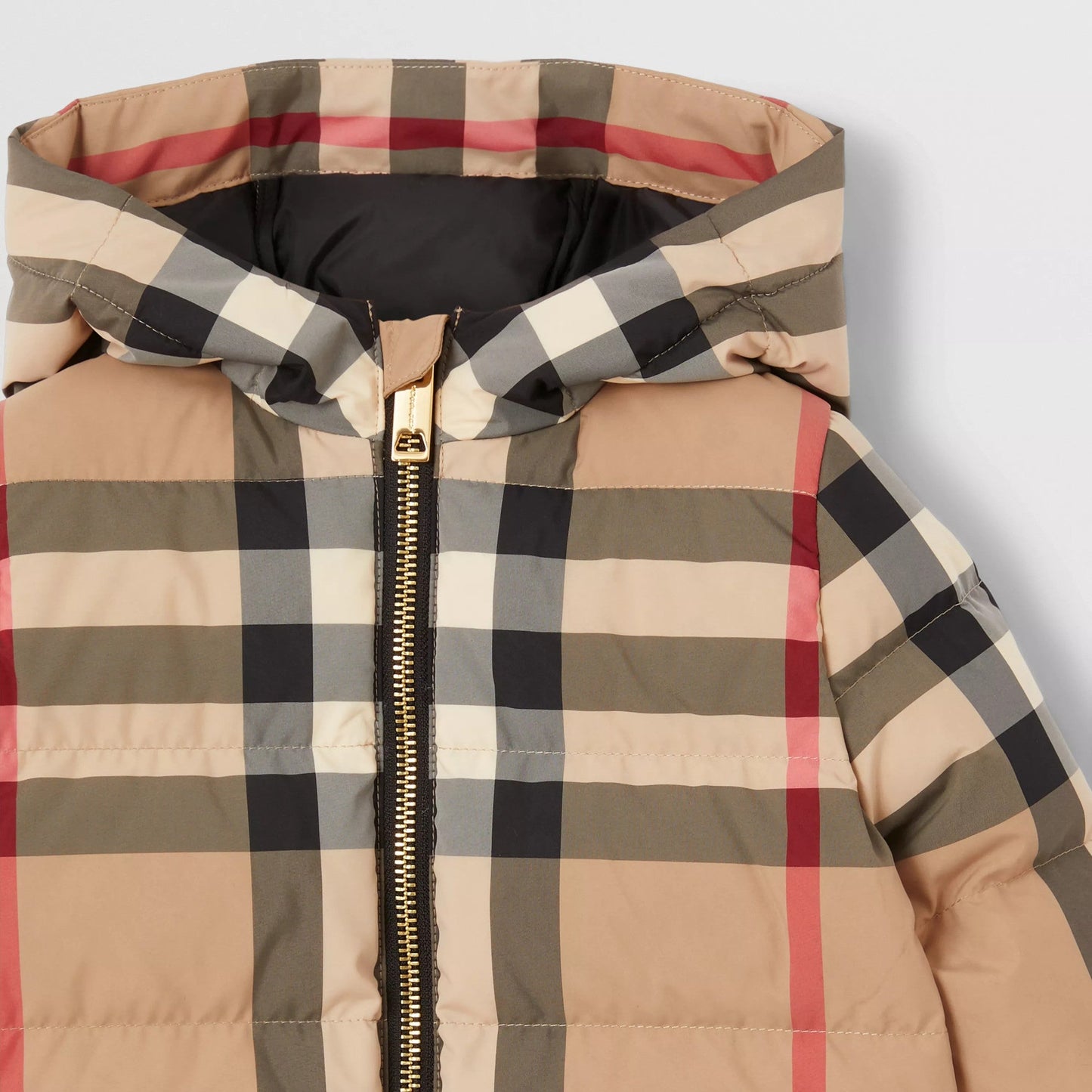 婴儿米色格子羽绒连体衣