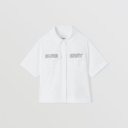 女童白色Logo棉衬衫