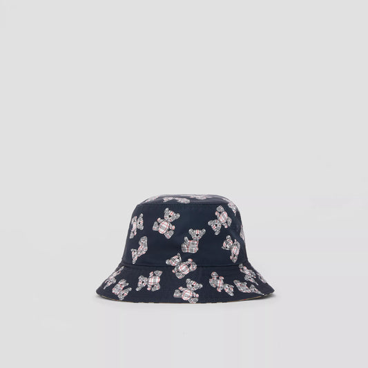 儿童藏青色印花渔夫帽