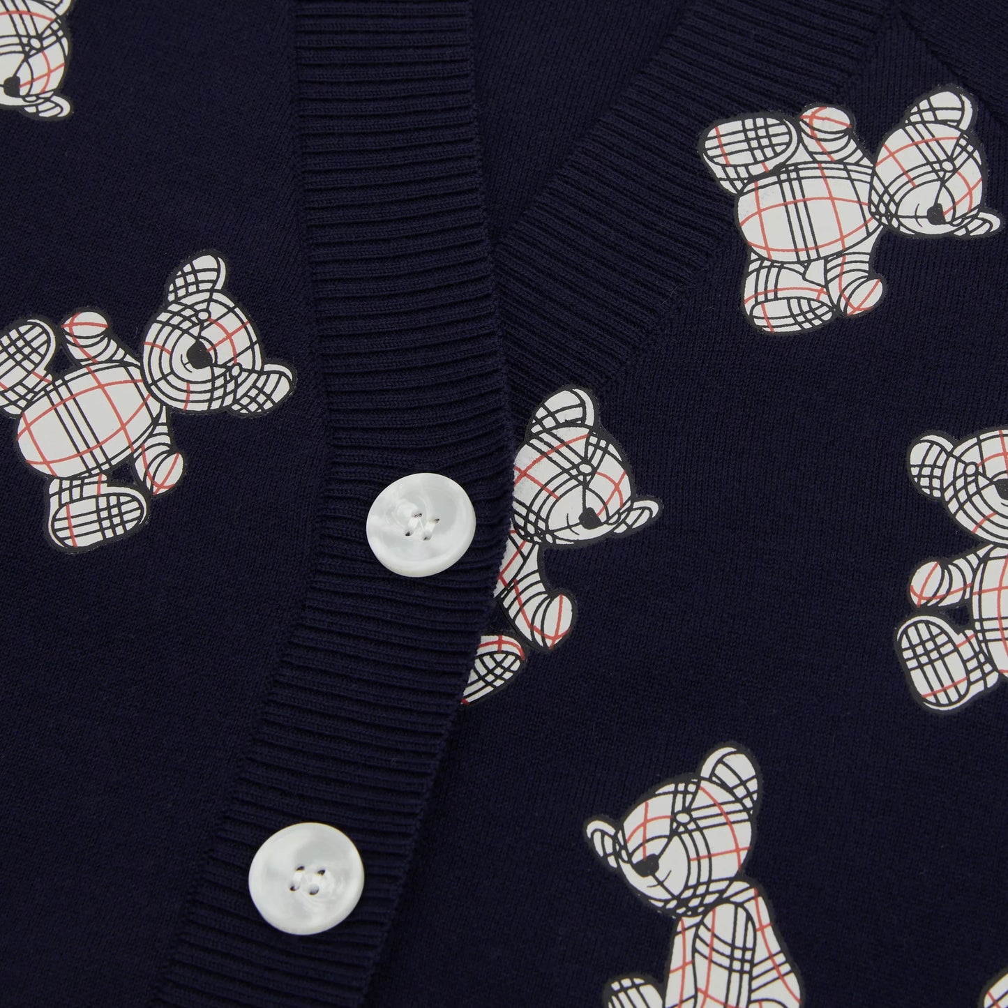 女童藏青色小熊印花羊毛开衫