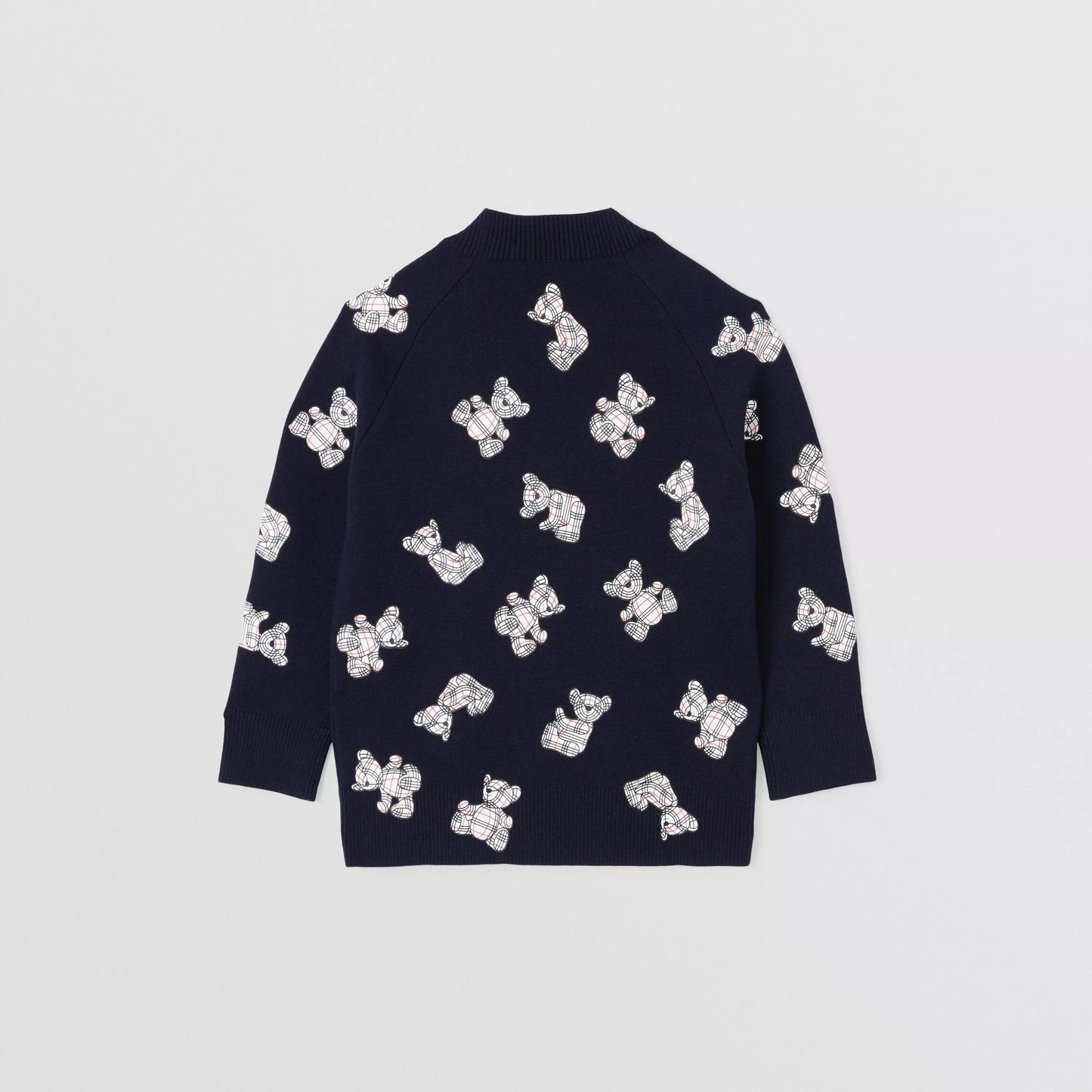 女童藏青色小熊印花羊毛开衫