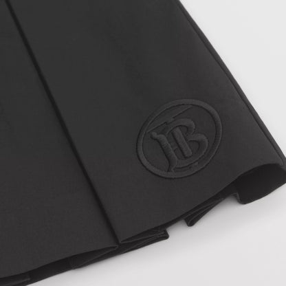 女童黑色Logo百褶短裙