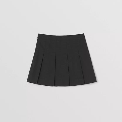 女童黑色Logo百褶短裙