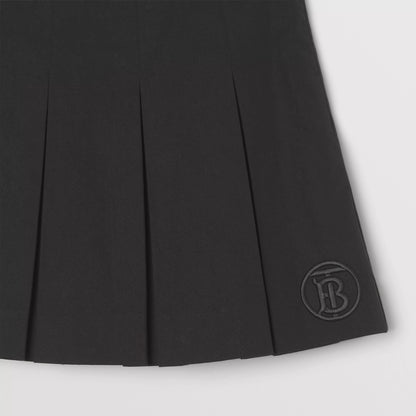 女童黑色Logo百褶短裙