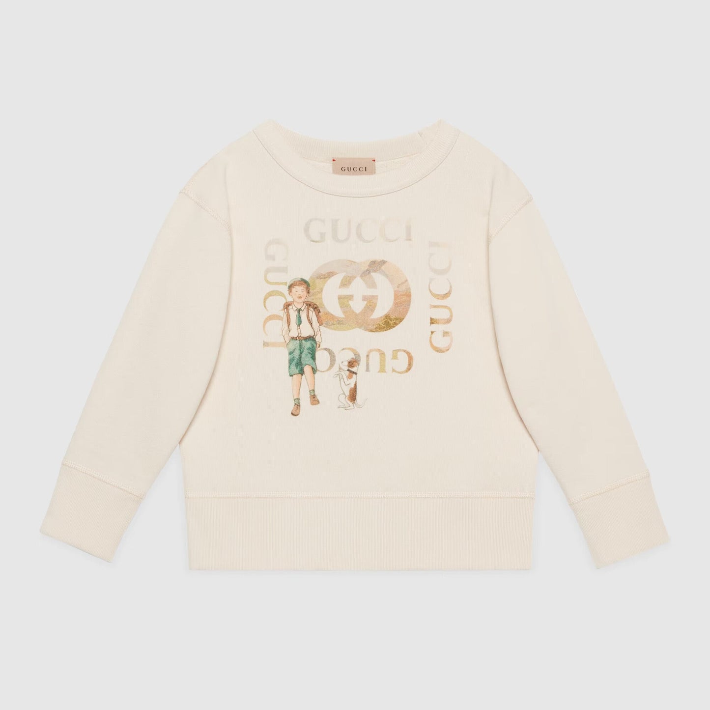 男童白色印花棉卫衣