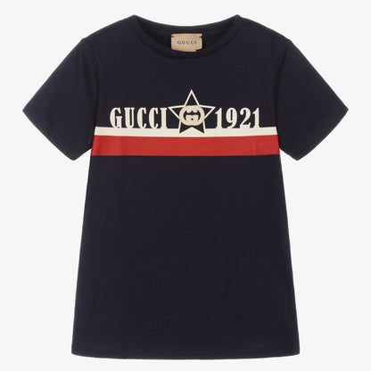 男童藏青色Logo棉T恤