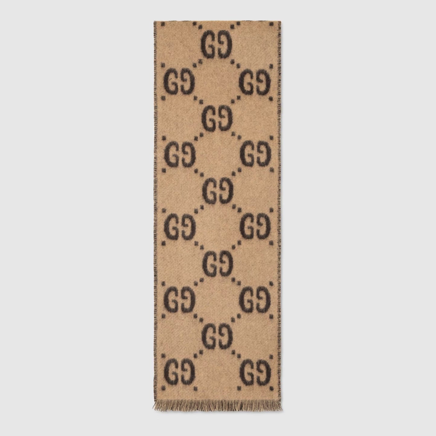 儿童米色"GG" Logo羊毛围巾
