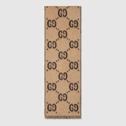 儿童米色"GG" Logo羊毛围巾