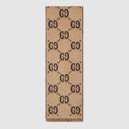 儿童米色"GG" Logo羊毛围巾