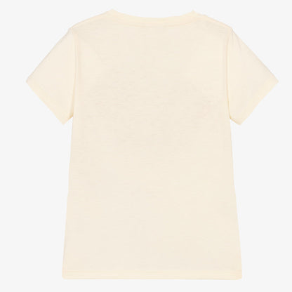 女童白色Logo棉T恤