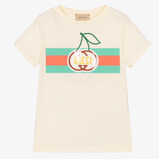 女童白色Logo棉T恤