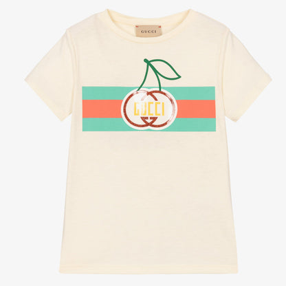 女童白色Logo棉T恤