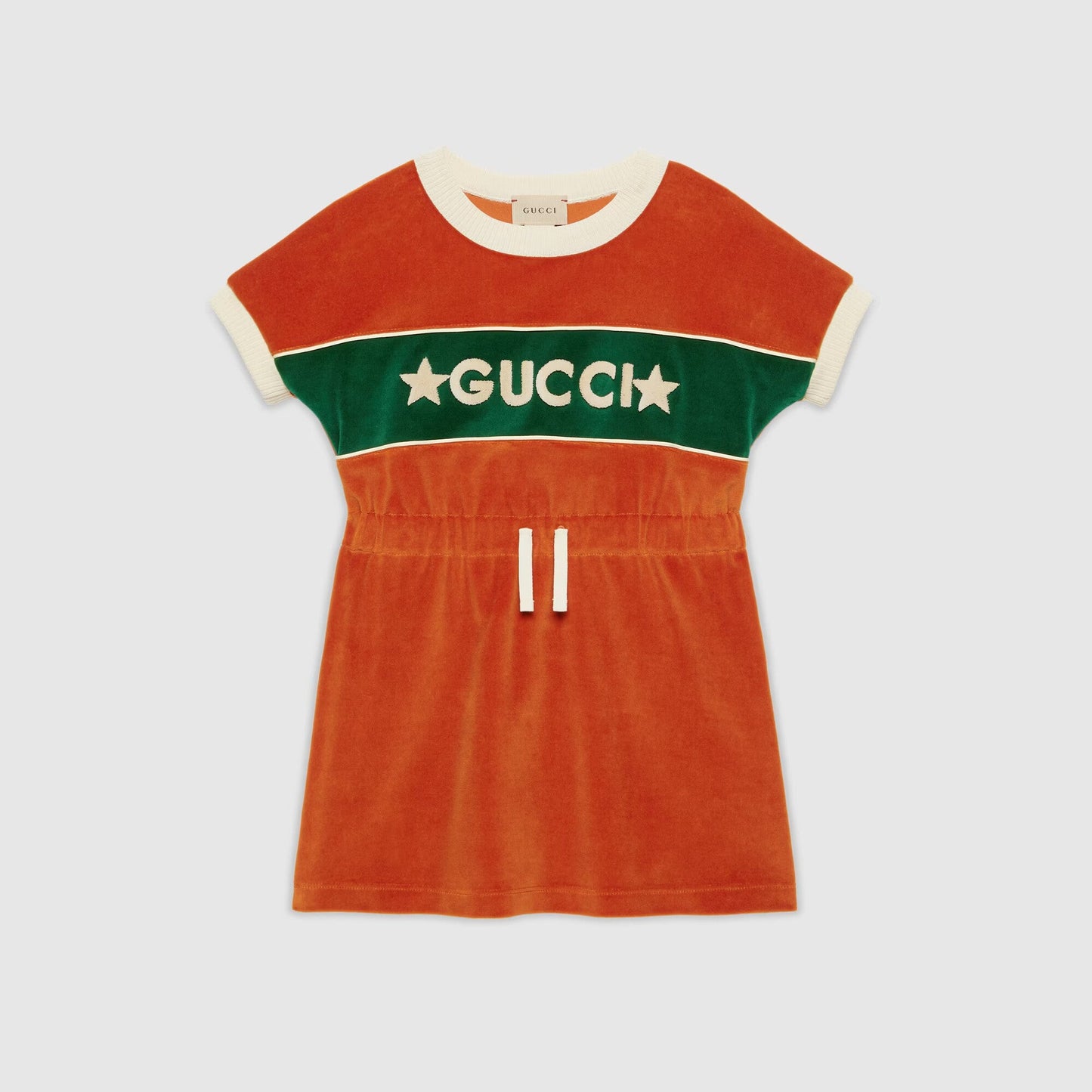 女童橙色Logo棉连衣裙