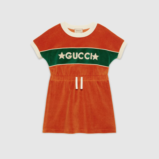 女童橙色Logo棉连衣裙