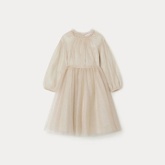 女童米色纱连衣裙