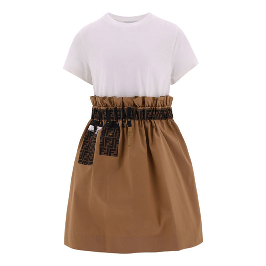 女童棕色Logo连衣裙