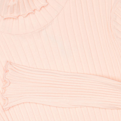 女童粉色高领毛衣