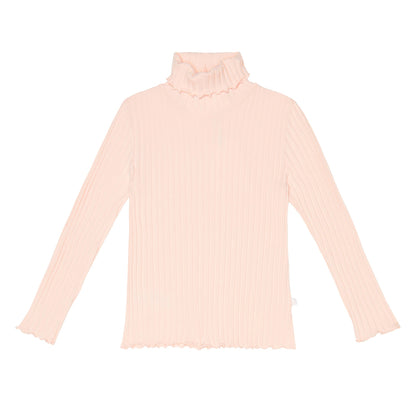 女童粉色高领毛衣