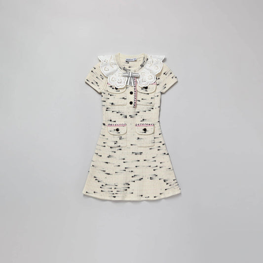 女童象牙白针织连衣裙