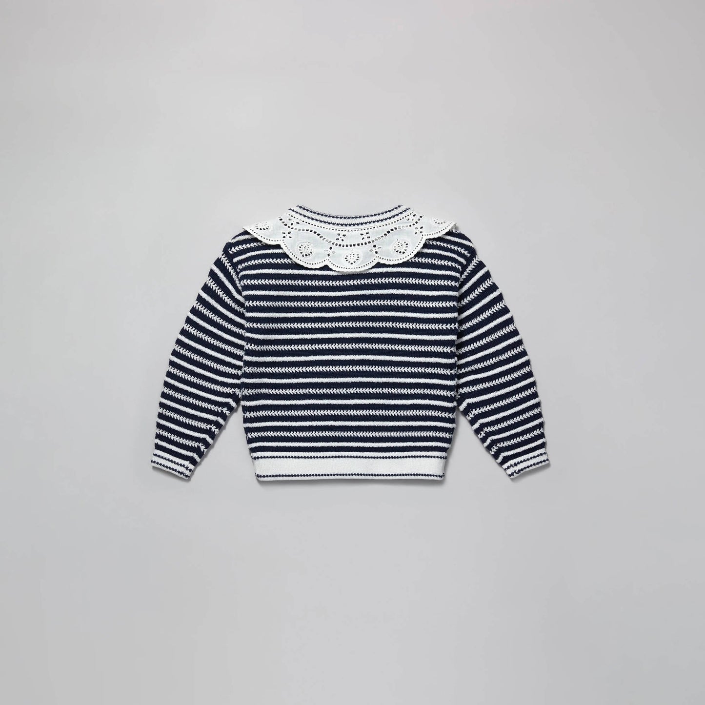 女童藏青色条纹棉开衫