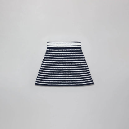 女童藏青色条纹棉短裙