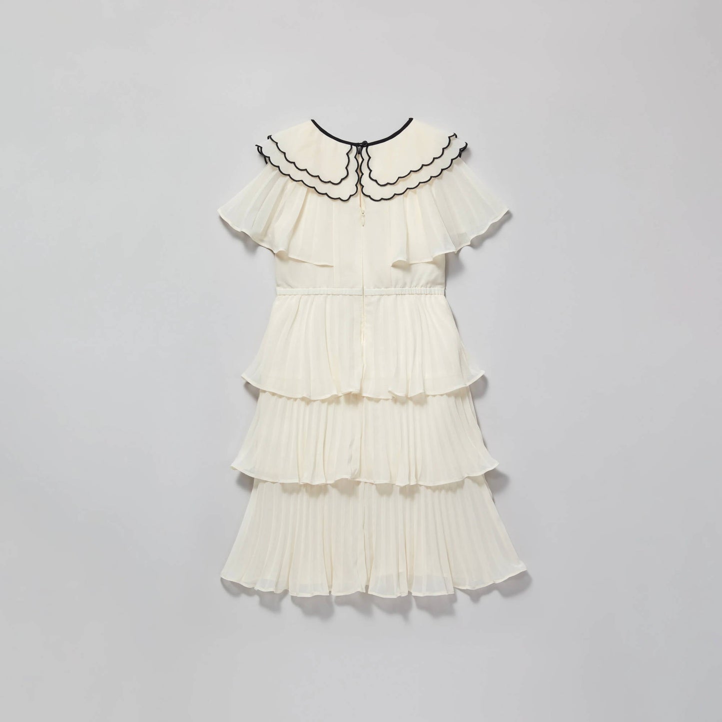 女童象牙白扇贝领薄纱连衣裙