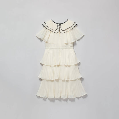 女童象牙白扇贝领薄纱连衣裙