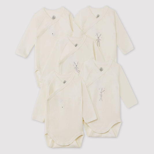 婴儿白色棉连体衣套装(5件)