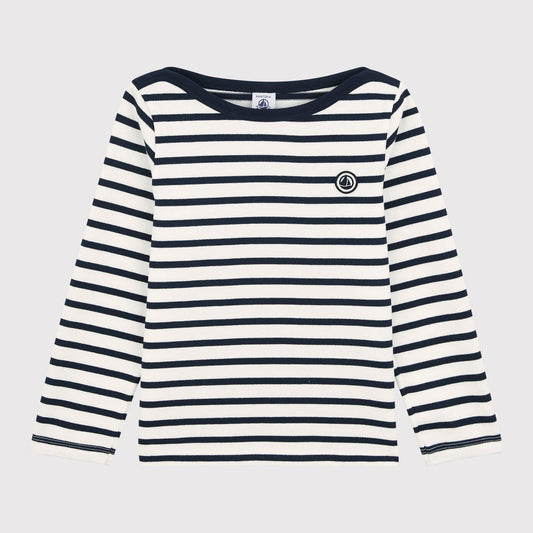 男童藏青色条纹棉T恤