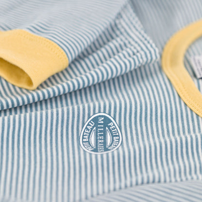 男童蓝色条纹棉睡衣套装